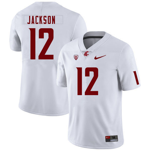 Men #12 Chris Jackson Washington State Cougars College Football Jerseys Sale-White